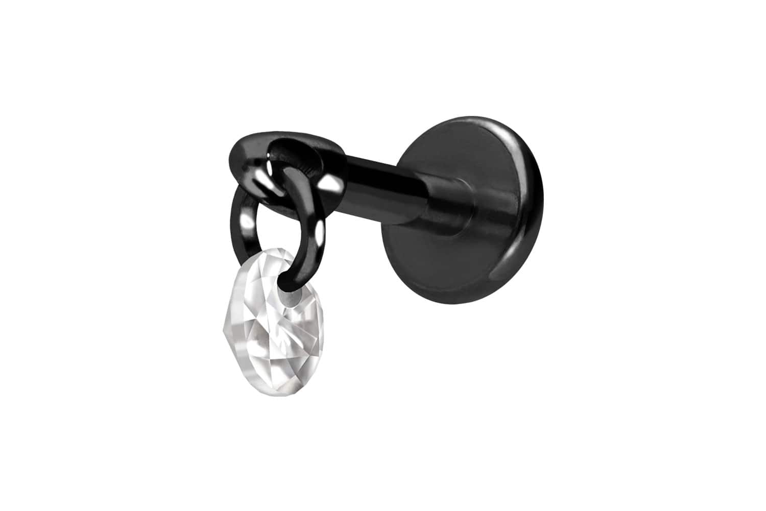 Titan Labret Piercing mit Innengewinde RUNDER KRISTALL